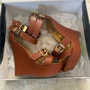 Thalia Stylish Brown Wedge Sandals | 7.5